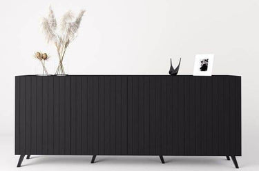 Atlantis Elegant Matte Black Wide Four-Door Sideboard with Internal Shelves - UK Luxury Furniture